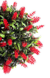 Pair Of Best Artificial 24Cm Red Lush Lavender Hanging Basket Flower Topiary Ball - Weather & Fade Resistant - thumbnail 3
