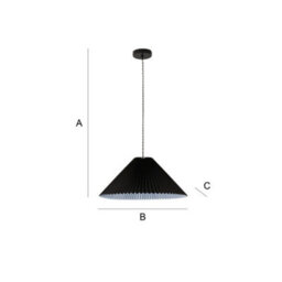 Valuelights Akira Black Hanging Pendant Ceiling Light With Pleated Lampshade - thumbnail 7