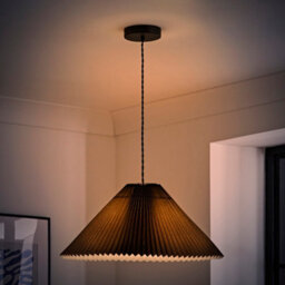 Valuelights Akira Black Hanging Pendant Ceiling Light With Pleated Lampshade - thumbnail 5