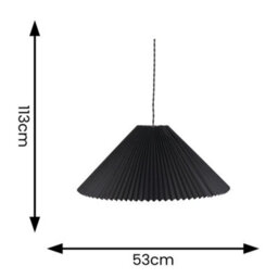 Valuelights Akira Black Hanging Pendant Ceiling Light With Pleated Lampshade - thumbnail 9