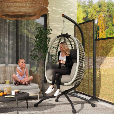 Outsunny Hanging Swing Chair W/ Thick Cushion, Hanging Chair, Dark Grey - image 1