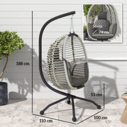 Outsunny Hanging Swing Chair W/ Thick Cushion, Hanging Chair, Dark Grey - thumbnail 3