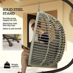 Outsunny Hanging Swing Chair W/ Thick Cushion, Hanging Chair, Dark Grey - thumbnail 4