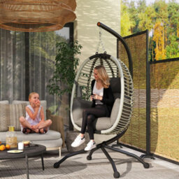 Outsunny Hanging Swing Chair W/ Thick Cushion, Hanging Chair, Dark Grey