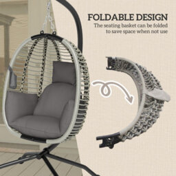 Outsunny Hanging Swing Chair W/ Thick Cushion, Hanging Chair, Dark Grey - thumbnail 5