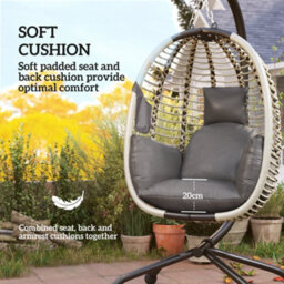 Outsunny Hanging Swing Chair W/ Thick Cushion, Hanging Chair, Dark Grey - thumbnail 6