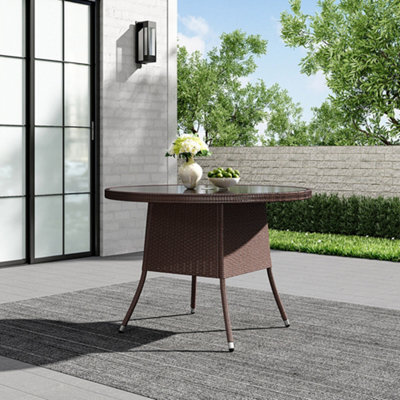 Breeins Outdoor Brown Garden Metal Frame Waterproof Portable Picnic Coffee Table Camping Table With Parasol Hole - image 1