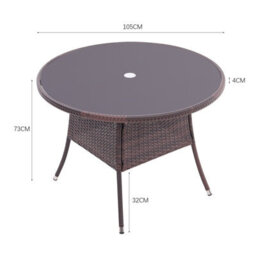 Breeins Outdoor Brown Garden Metal Frame Waterproof Portable Picnic Coffee Table Camping Table With Parasol Hole - thumbnail 9