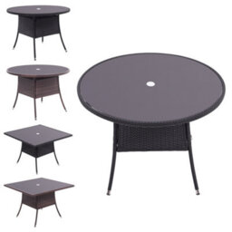 Breeins Outdoor Brown Garden Metal Frame Waterproof Portable Picnic Coffee Table Camping Table With Parasol Hole - thumbnail 6