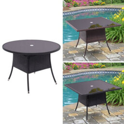Breeins Outdoor Brown Garden Metal Frame Waterproof Portable Picnic Coffee Table Camping Table With Parasol Hole - thumbnail 8