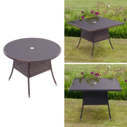 Breeins Outdoor Brown Garden Metal Frame Waterproof Portable Picnic Coffee Table Camping Table With Parasol Hole - thumbnail 7