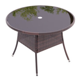 Breeins Outdoor Brown Garden Metal Frame Waterproof Portable Picnic Coffee Table Camping Table With Parasol Hole - thumbnail 3