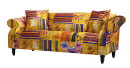 Fabric Gold Patchwork 3 Seater Sofa - thumbnail 3