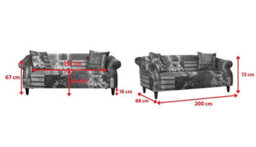 Fabric Gold Patchwork 3 Seater Sofa - thumbnail 7