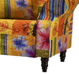 Fabric Gold Patchwork 3 Seater Sofa - thumbnail 4