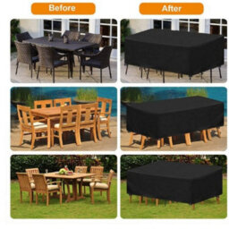 Rectangular Garden Table Cover, Waterproof Furniture 420D Anti-Uv 180X120X74Cm - thumbnail 2