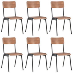 Berkfield Dining Chairs 6 Pcs Brown Plywood - thumbnail 1