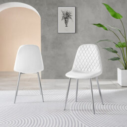 Furniturebox Palma White Marble Effect Round 4-6 Seater Pedestal Dining Table & 4 White Corona Faux Leather Gold Leg Chairs - thumbnail 6