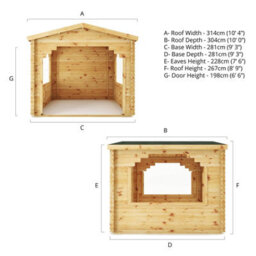 Waltons 3M X 3M Wooden 28mm Log Cabin Gazebo Garden Summerhouse Outdoor Building 10Ft X 10Ft - thumbnail 9