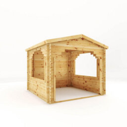 Waltons 3M X 3M Wooden 28mm Log Cabin Gazebo Garden Summerhouse Outdoor Building 10Ft X 10Ft - thumbnail 3