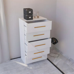 M N Furniture Ltd High Gloss Chest Of Drawers With Handles Modern Bedroom Storage-White 5 Drawers - thumbnail 2
