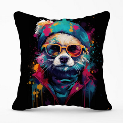 Warren Reed Designer Multi Coloured Splashart Dog Cushions 60Cm X 60Cm - image 1