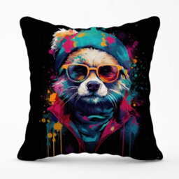 Warren Reed Designer Multi Coloured Splashart Dog Cushions 60Cm X 60Cm - thumbnail 1