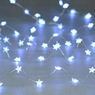 Festive 4M Multifunction Battery Fairy Lights 80 Cool White Star Leds - image 1