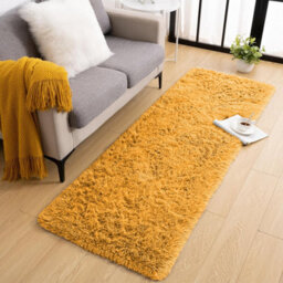 Ameha Shaggy Ochre Area Rugs For Bedroom, Hallway Runner Fluffy Rug Anti-Slip - Soft Thick Pile Rug Non-Shedding, 60X220 Cm - thumbnail 7