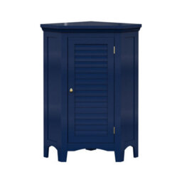 Teamson Home Freestanding Wooden Bathroom Corner Floor Cabinet, Bathroom Furniture, Bathroom Storage, Navy Blue - thumbnail 2