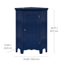 Teamson Home Freestanding Wooden Bathroom Corner Floor Cabinet, Bathroom Furniture, Bathroom Storage, Navy Blue - thumbnail 6