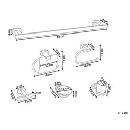 Beliani 6-Piece Bathroom Hardware Set Tocopilla With Towel Bars And Hooks Gold - thumbnail 3
