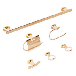 Beliani 6-Piece Bathroom Hardware Set Tocopilla With Towel Bars And Hooks Gold - thumbnail 4