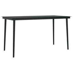 Berkfield Garden Dining Table Black 140X70X74 Cm Steel And Glass - thumbnail 2