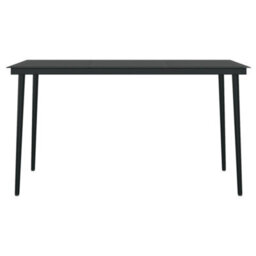 Berkfield Garden Dining Table Black 140X70X74 Cm Steel And Glass - thumbnail 3