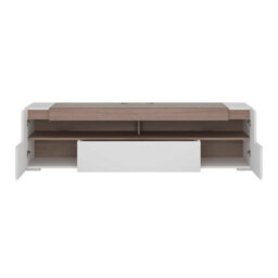 Wyld Haus Porto Wide Gloss White Tv Cabinet With Oak Detail 2 Doors 2 Drawers - thumbnail 5