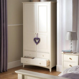 Julian Bowen Cameo 2 Door 2 Drawer Wardrobe - Stone White - thumbnail 1