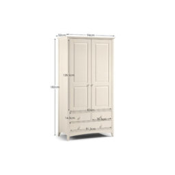 Julian Bowen Cameo 2 Door 2 Drawer Wardrobe - Stone White - thumbnail 6