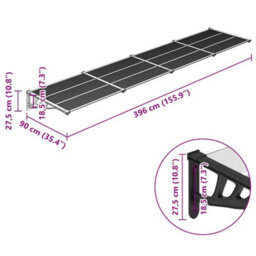 Berkfield Door Canopy Black And Transparent 396X90 Cm Polycarbonate - thumbnail 6