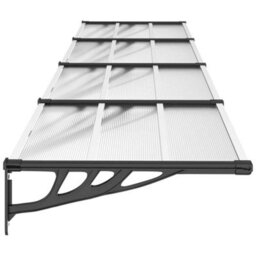 Berkfield Door Canopy Black And Transparent 396X90 Cm Polycarbonate - thumbnail 4