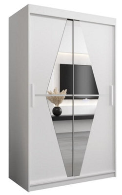 Arte Boliwia Contemporary 2 Mirrored Sliding Door Wardrobe 5 Shelves 2 Rails White (H)2000mm (W)1200mm (D)620mm - image 1