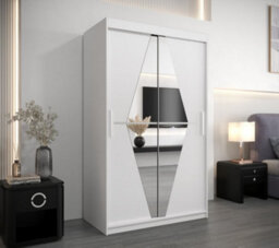 Arte Boliwia Contemporary 2 Mirrored Sliding Door Wardrobe 5 Shelves 2 Rails White (H)2000mm (W)1200mm (D)620mm - thumbnail 2