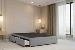 "Nexus Windsor Plush Divan, Silver, 54"" Winged Hb, 2 Drawers Foot-End, Open Coil Mattress, Double" - thumbnail 6