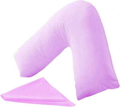 Homes & Linen Orthopaedic V-Shaped Pillow Extra Cushioning Support For Head, Neck & Back (Lilac, V-Pillow With Cover