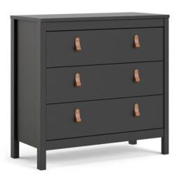 Furniture To Go Barcelona Chest 3 Drawers In Matt Black - thumbnail 1