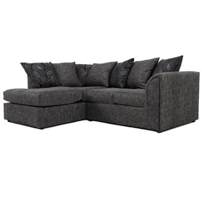 Furnishings For Less UK Byron Dundee Chenille Fabric 3 To 4 Seater L Shaped Corner Sofa  Grey Left Hand Facing - image 1