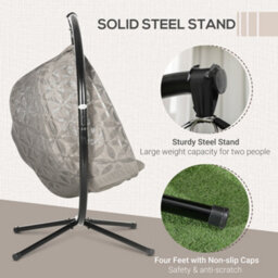 Outsunny Double Hanging Swing Chair W/ Stand & Cup Holders, Brown - thumbnail 7