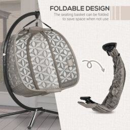 Outsunny Double Hanging Swing Chair W/ Stand & Cup Holders, Brown - thumbnail 5