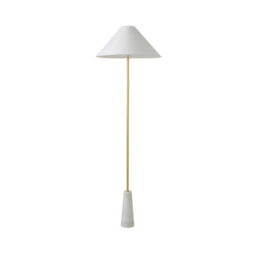 Valuelights Margot White Marble Base Floor Lamp With A Linen Tapered Lampshade - thumbnail 2