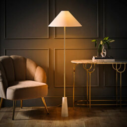 Valuelights Margot White Marble Base Floor Lamp With A Linen Tapered Lampshade - thumbnail 5